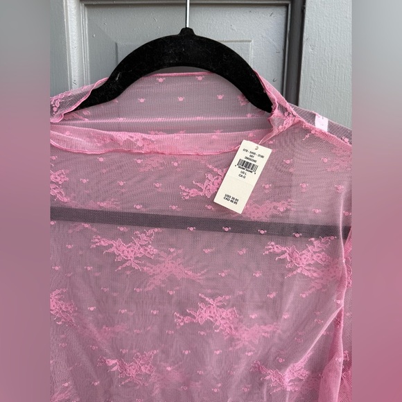 NWT Aerie Long sleeve mesh layering top in pink size L - Picture 3 of 7
